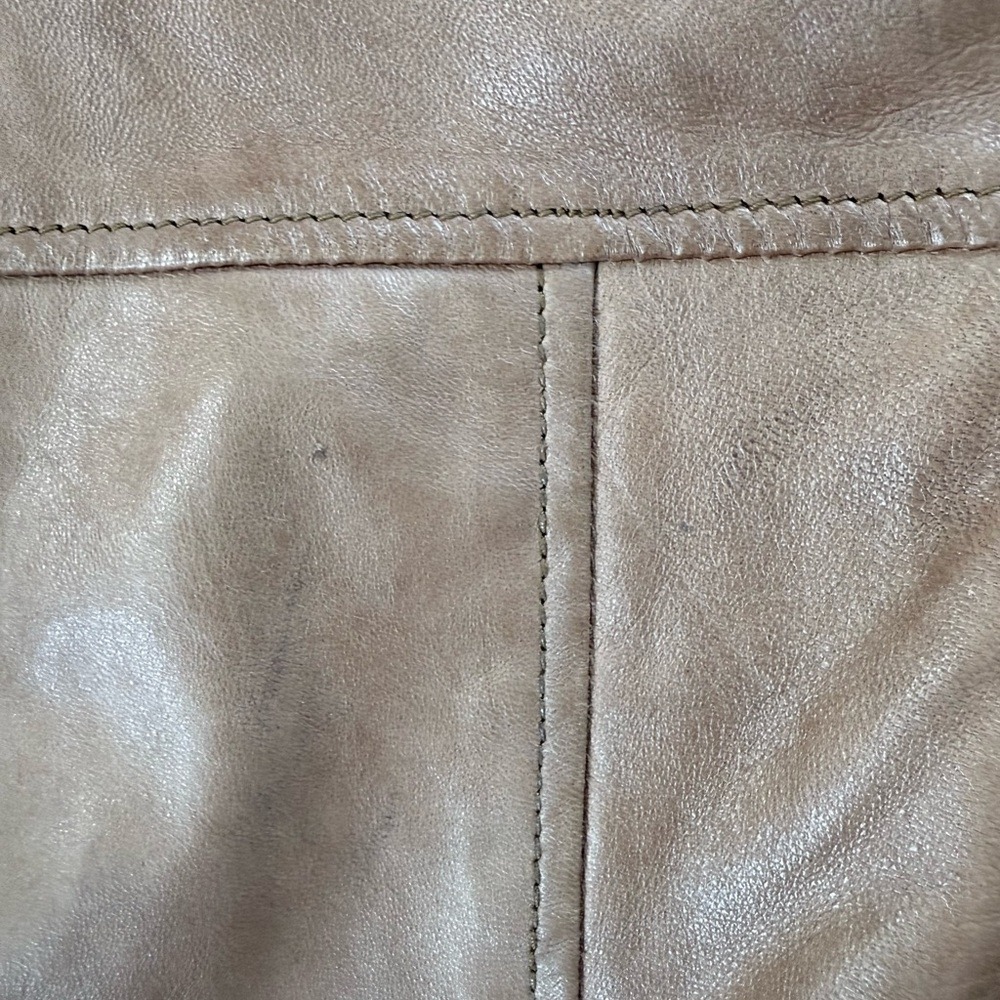Bernardo Leather Bomber Jacket Petite XS Chestnut Brown Distressed Scuffed - Picture 16 of 16